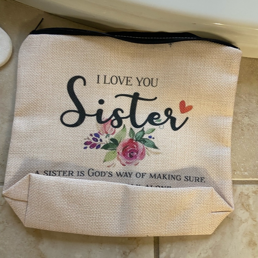 Floral Canvas Pouch/bag - Cream - Picture 2 of 3